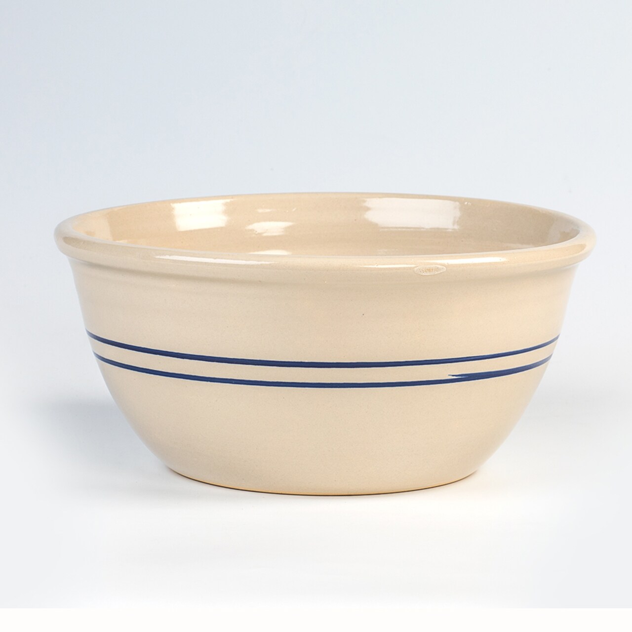 Martinez Pottery Hand-Turned Heritage Blue Stripe Stoneware Mixing Bowl 14"